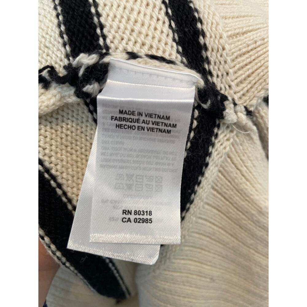 Lucky Brand Stripe Turtleneck Sweater Cotton Cashmere Blend M Coastal Minimalist - Picture 7 of 8
